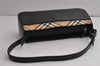 Authentic BURBERRY Nova Check Shoulder Hand Bag Purse Leather Black 0246K