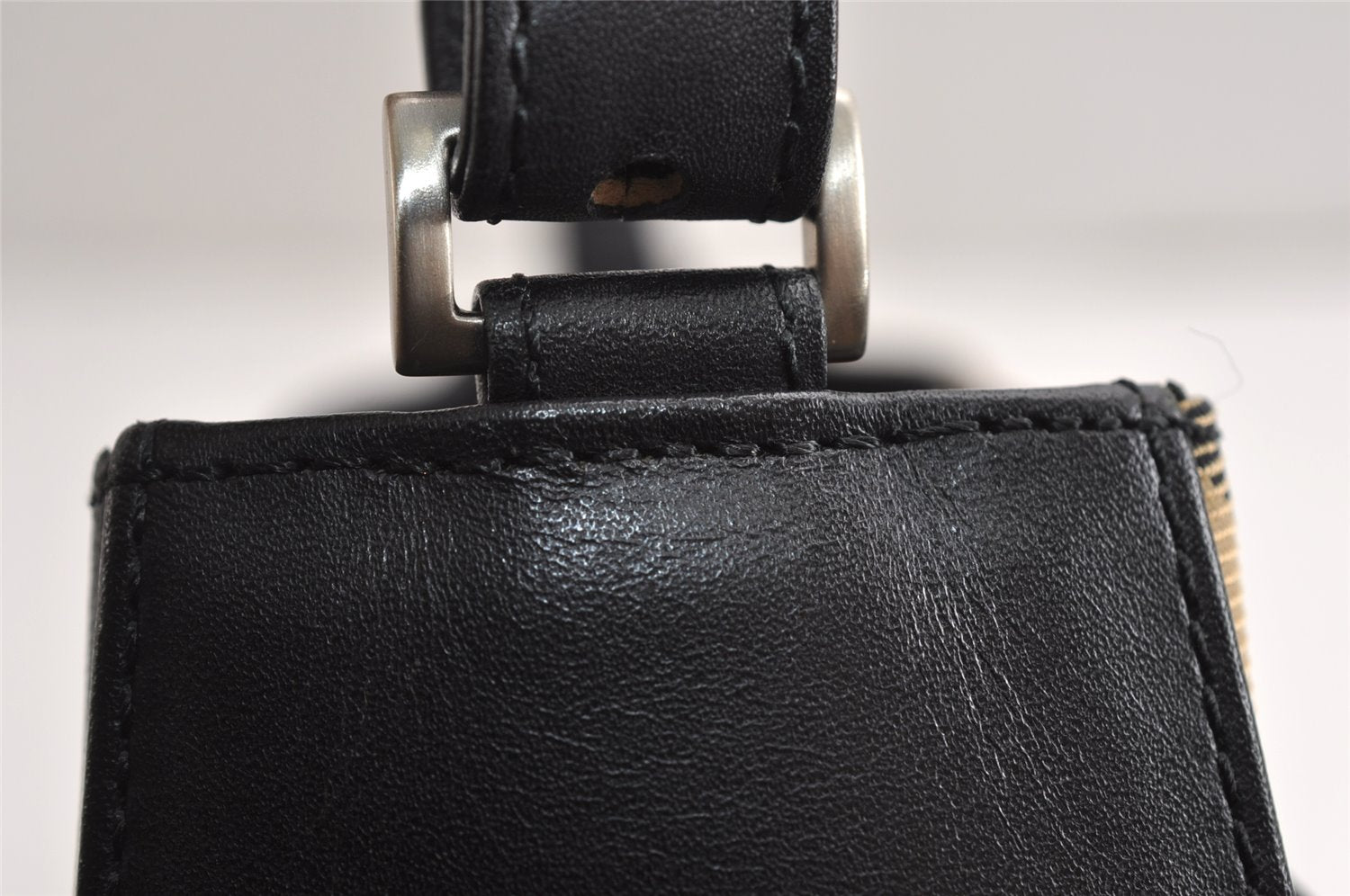 Authentic BURBERRY Nova Check Shoulder Hand Bag Purse Leather Black 0246K