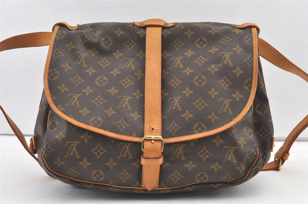 Authentic Louis Vuitton Monogram Saumur 35 Shoulder Cross Bag M42254 LV 0247K