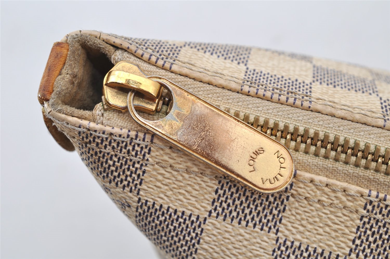 Authentic Louis Vuitton Damier Azur Saleya PM Shoulder Tote Bag N51186 LV 0249J