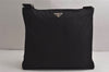 Authentic PRADA Nylon Tessuto Leather Shoulder Cross Body Bag Black 0249K