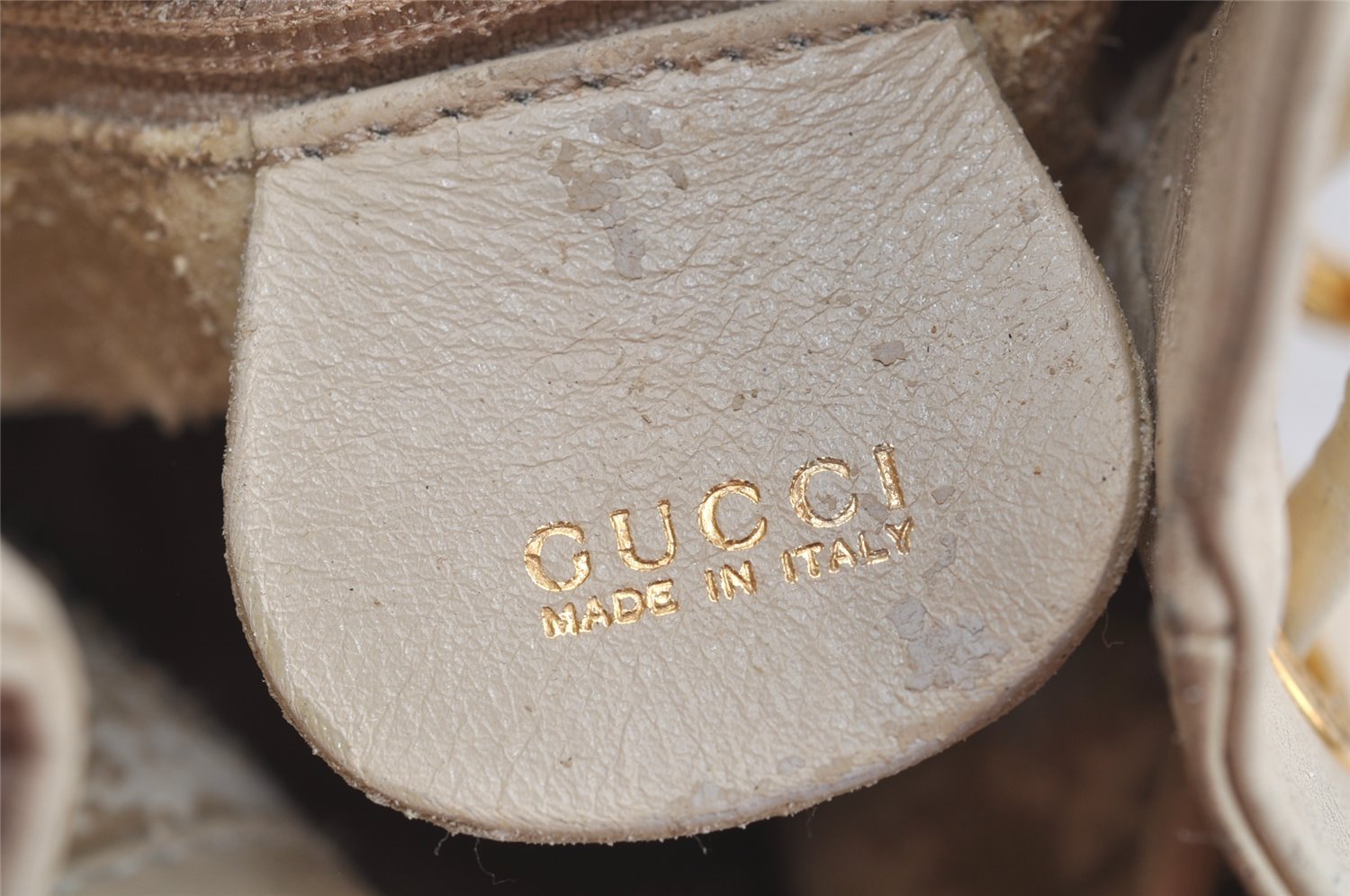 Authentic GUCCI Bamboo 2Way Shoulder Drawstring Bag Leather White Junk 0250I