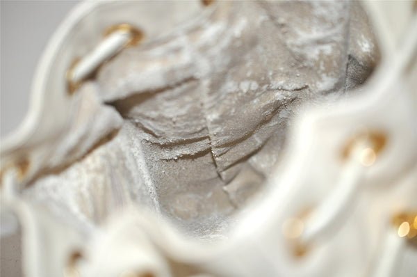 Authentic GUCCI Bamboo 2Way Shoulder Drawstring Bag Leather White Junk 0250I