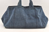 Authentic PRADA Vintage Canapa L Tote Hand Bag Denim Blue 0252K