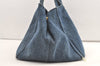 Authentic PRADA Vintage Canapa L Tote Hand Bag Denim Blue 0252K