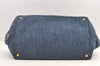 Authentic PRADA Vintage Canapa L Tote Hand Bag Denim Blue 0252K