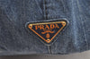 Authentic PRADA Vintage Canapa L Tote Hand Bag Denim Blue 0252K