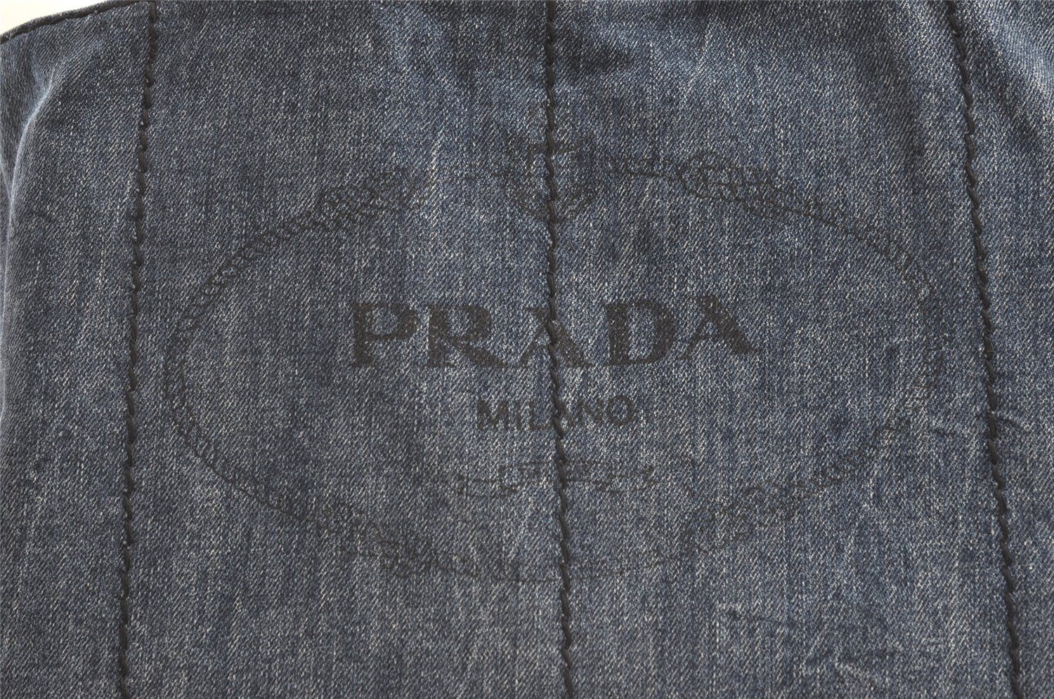 Authentic PRADA Vintage Canapa L Tote Hand Bag Denim Blue 0252K