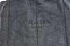 Authentic PRADA Vintage Canapa L Tote Hand Bag Denim Blue 0252K