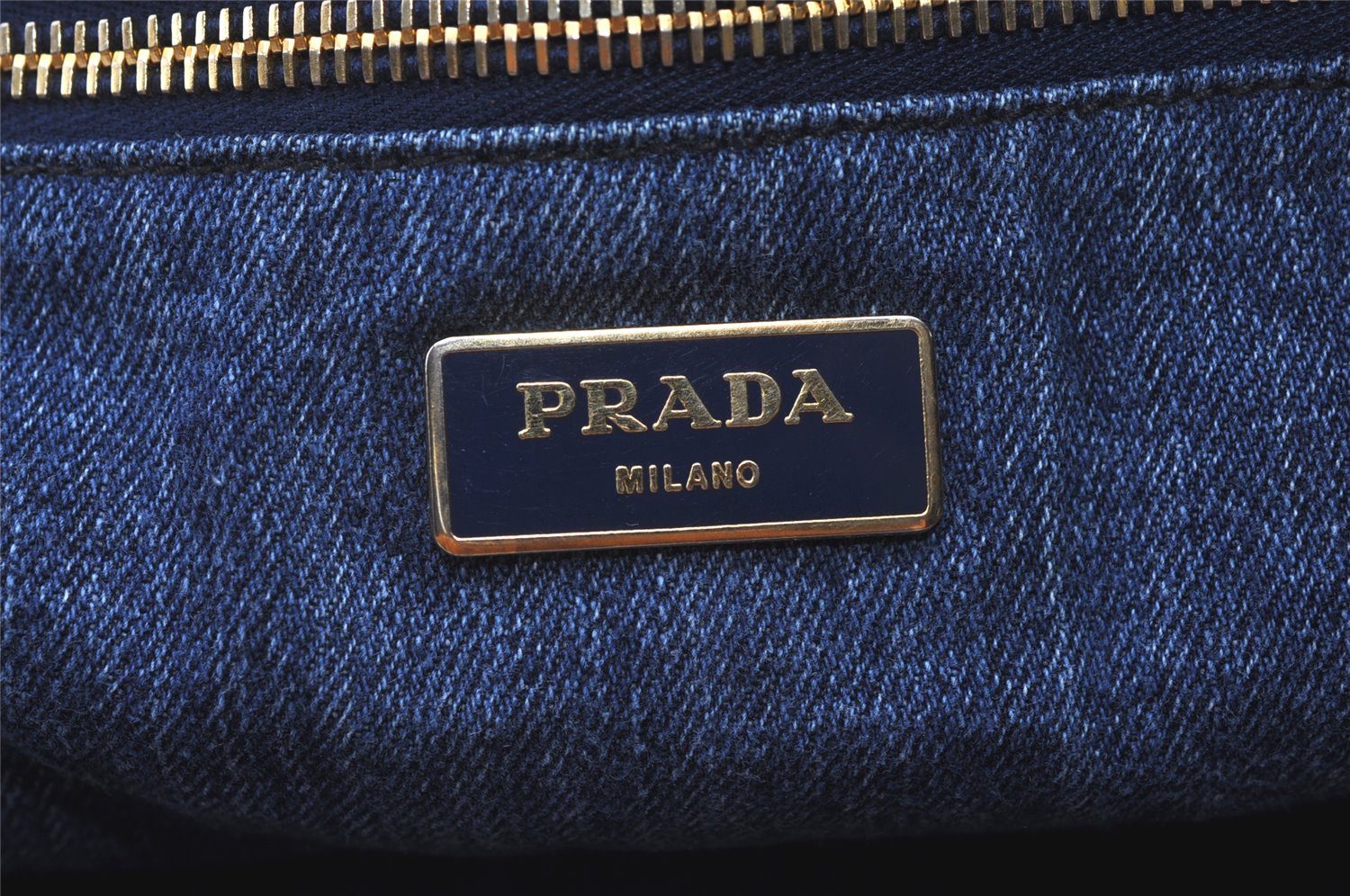 Authentic PRADA Vintage Canapa L Tote Hand Bag Denim Blue 0252K