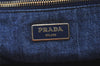 Authentic PRADA Vintage Canapa L Tote Hand Bag Denim Blue 0252K