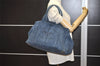 Authentic PRADA Vintage Canapa L Tote Hand Bag Denim Blue 0252K