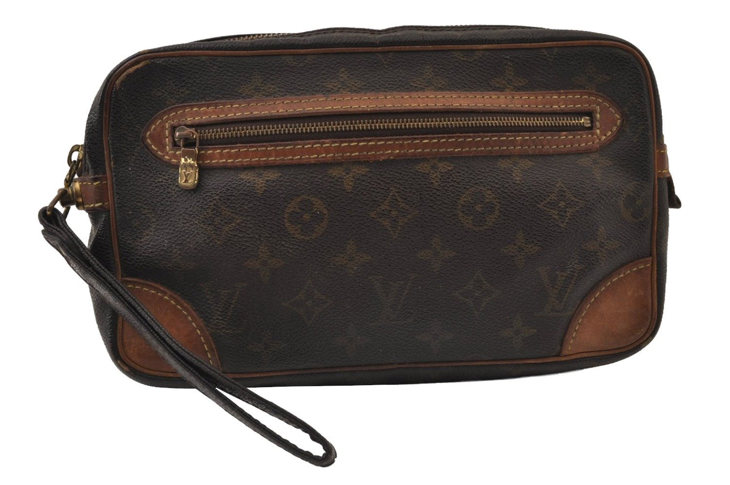 Authentic Louis Vuitton Monogram Marly Dragonne GM M51825 Clutch Hand Bag 0257J