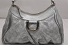 Authentic GUCCI Guccissima Abbey Shoulder Bag GG Leather 190525 Silver 0257K