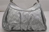 Authentic GUCCI Guccissima Abbey Shoulder Bag GG Leather 190525 Silver 0257K