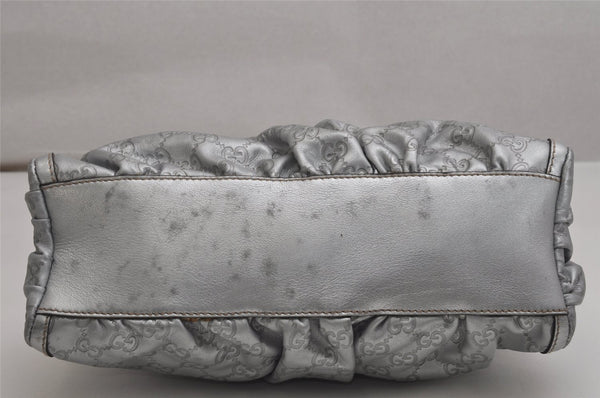 Authentic GUCCI Guccissima Abbey Shoulder Bag GG Leather 190525 Silver 0257K