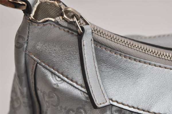 Authentic GUCCI Guccissima Abbey Shoulder Bag GG Leather 190525 Silver 0257K