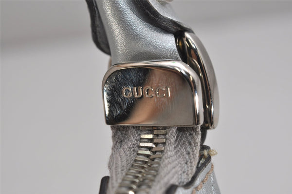 Authentic GUCCI Guccissima Abbey Shoulder Bag GG Leather 190525 Silver 0257K