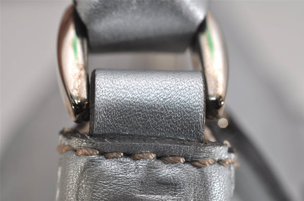 Authentic GUCCI Guccissima Abbey Shoulder Bag GG Leather 190525 Silver 0257K