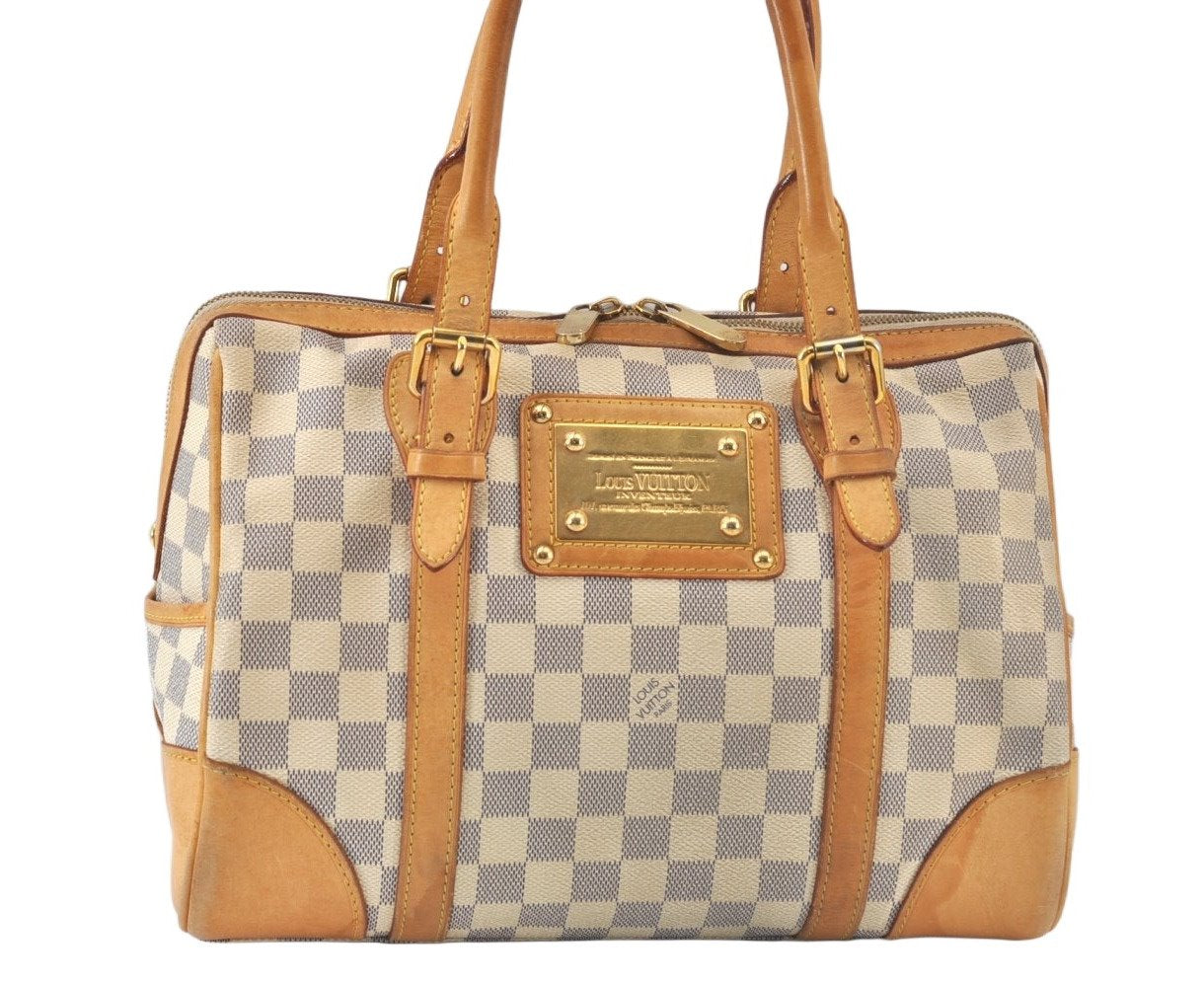 Authentic Louis Vuitton Damier Azur Berkeley Hand Boston Bag N52001 LV 0262J