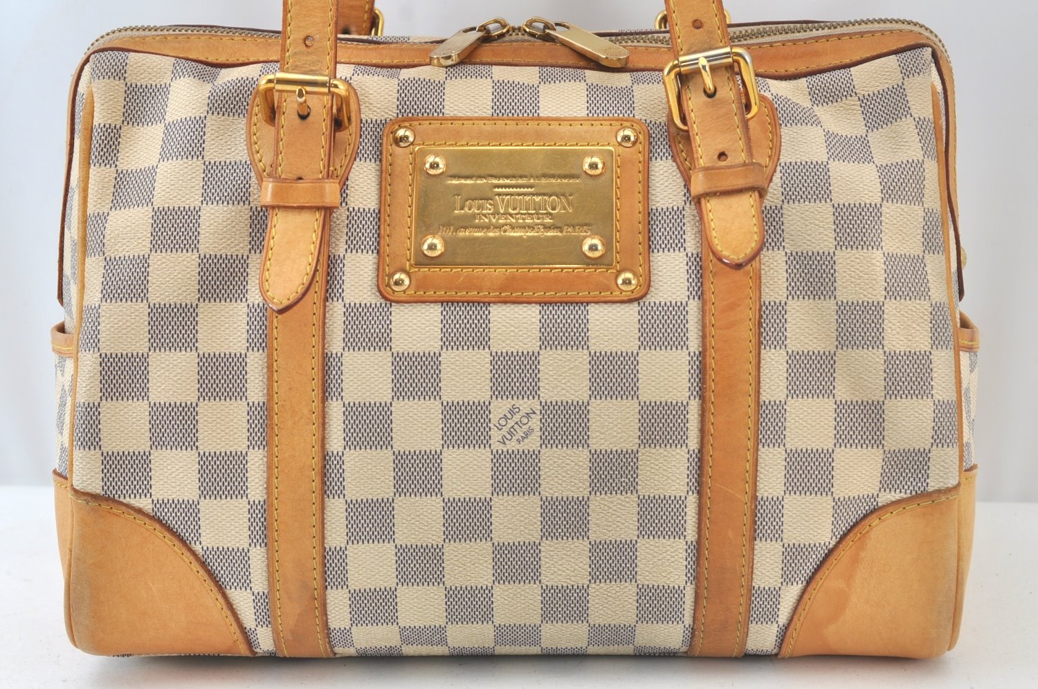 Authentic Louis Vuitton Damier Azur Berkeley Hand Boston Bag N52001 LV 0262J