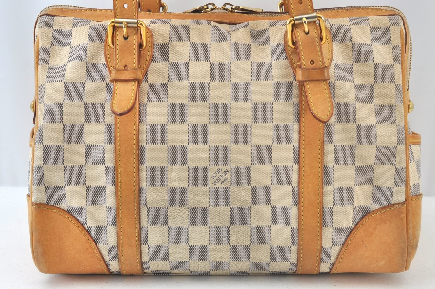 Authentic Louis Vuitton Damier Azur Berkeley Hand Boston Bag N52001 LV 0262J