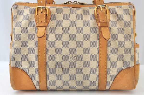 Authentic Louis Vuitton Damier Azur Berkeley Hand Boston Bag N52001 LV 0262J