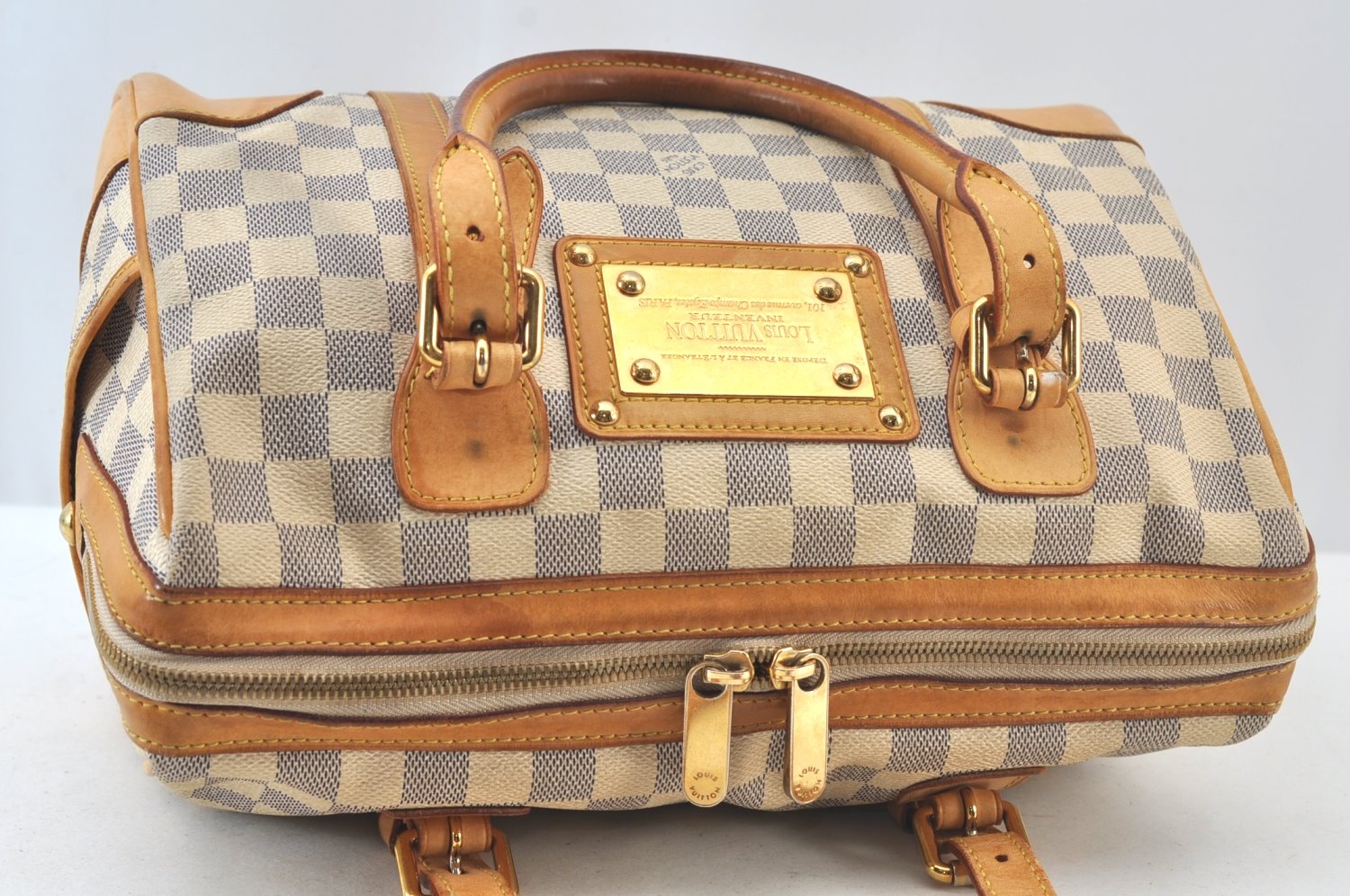 Authentic Louis Vuitton Damier Azur Berkeley Hand Boston Bag N52001 LV 0262J