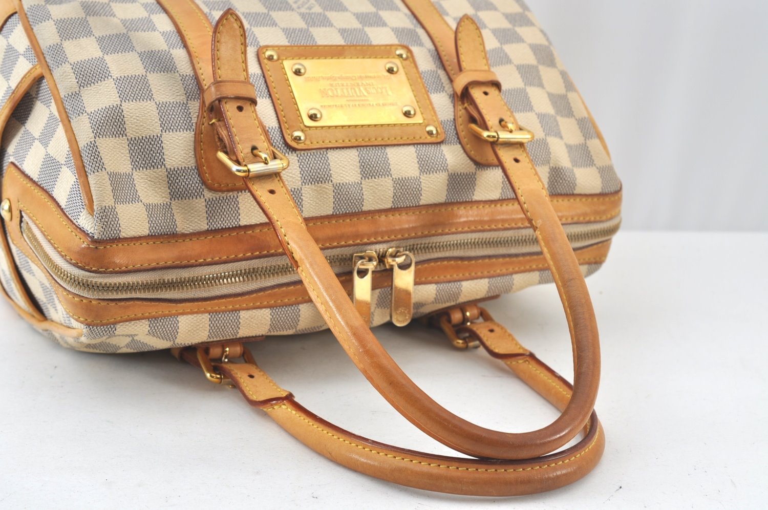 Authentic Louis Vuitton Damier Azur Berkeley Hand Boston Bag N52001 LV 0262J