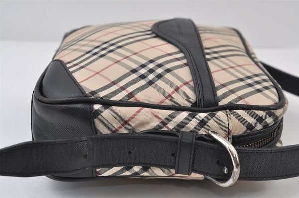 Authentic BURBERRY Nova Check Shoulder Cross Body Bag Canvas Leather Beige 0264J