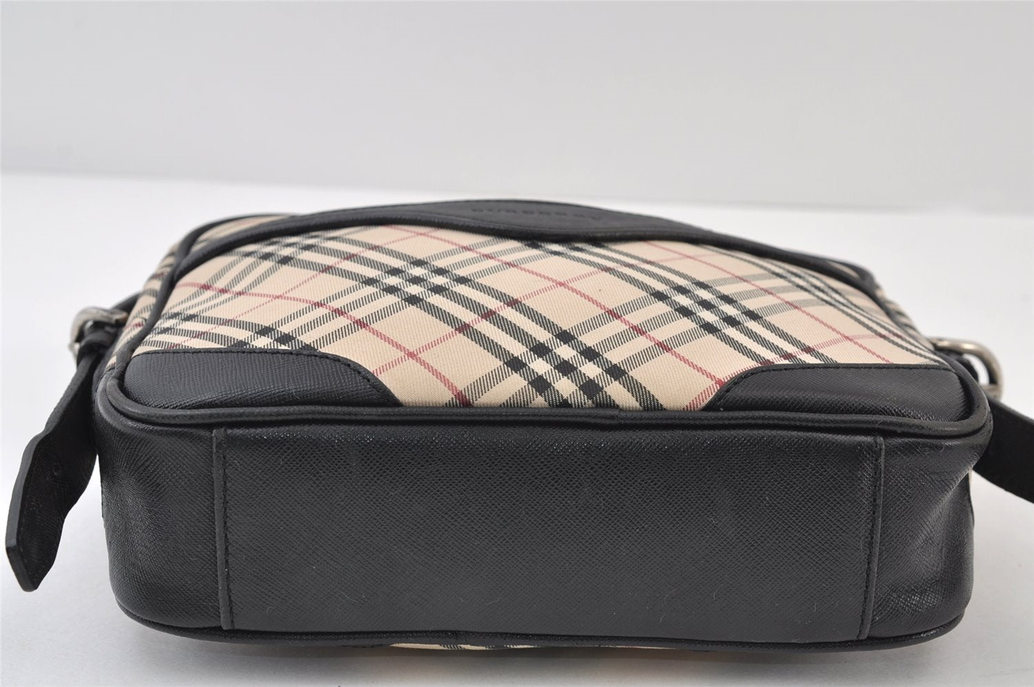 Authentic BURBERRY Nova Check Shoulder Cross Body Bag Canvas Leather Beige 0264J