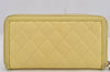 Authentic CHANEL CC Filigree Caviar Skin Matelasse CoCo Mark Wallet Yellow 0264K