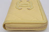 Authentic CHANEL CC Filigree Caviar Skin Matelasse CoCo Mark Wallet Yellow 0264K