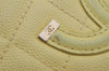 Authentic CHANEL CC Filigree Caviar Skin Matelasse CoCo Mark Wallet Yellow 0264K