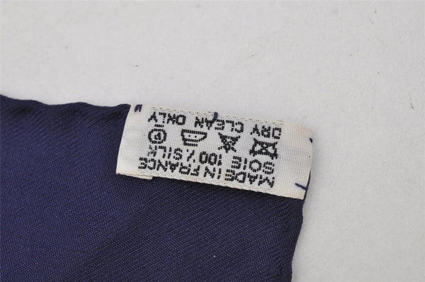 Authentic HERMES Carre 90 Scarf "Passementerie" Silk Navy Blue 0265J