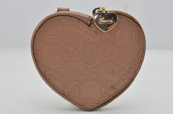 Authentic GUCCI Guccissima Heart Motif Coin Purse Case Leather Beige Box 0265K