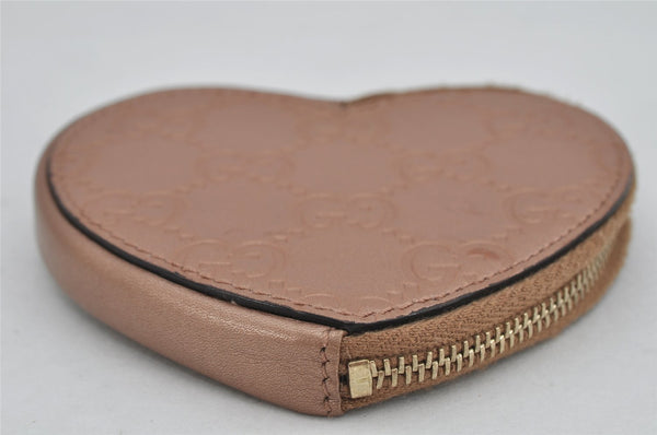 Authentic GUCCI Guccissima Heart Motif Coin Purse Case Leather Beige Box 0265K