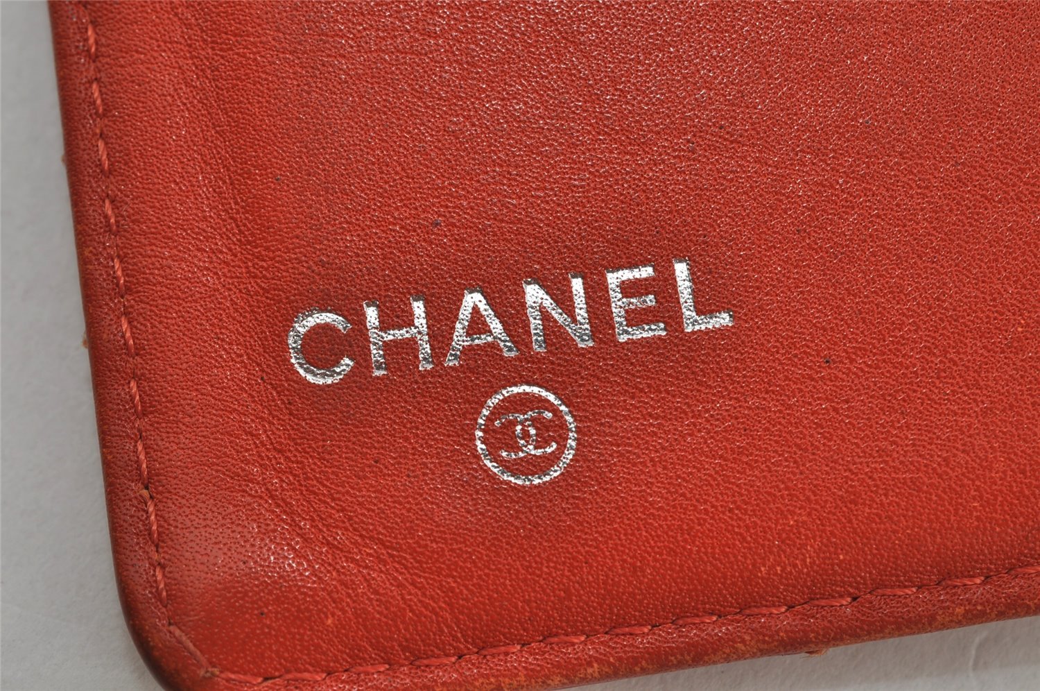 Authentic CHANEL Brilliant Enamel Matelasse Long Wallet Purse CC Orange 0266K