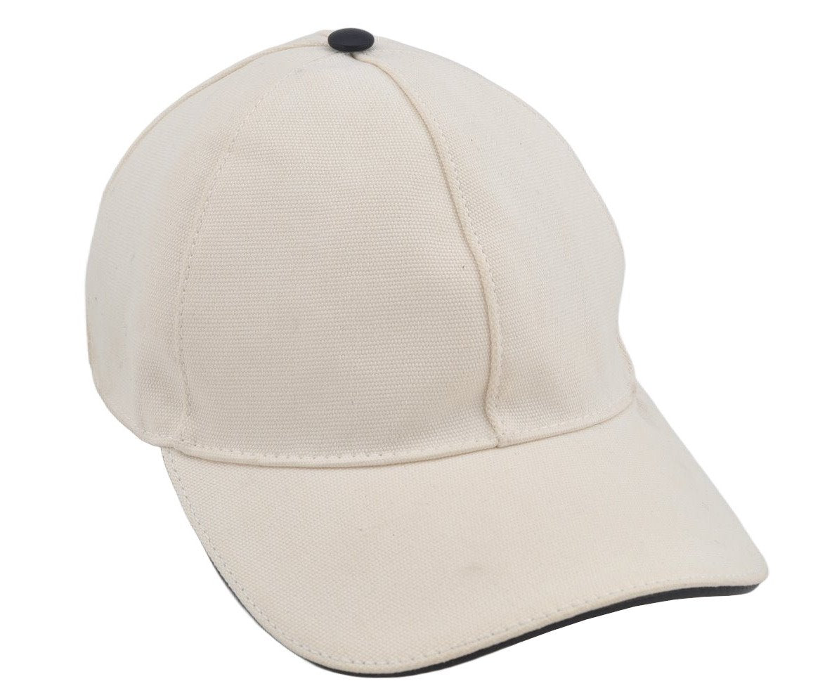 Authentic GUCCI Sherry Line Interlocking G Cap Canvas Leather Size L White 0267K