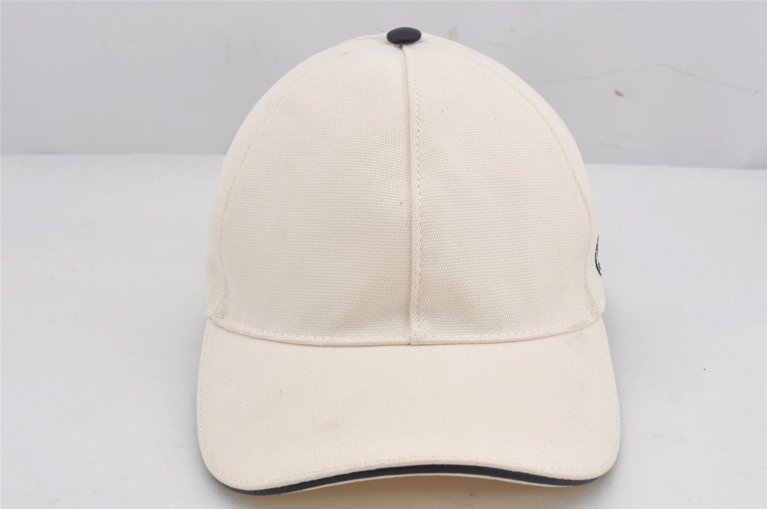 Authentic GUCCI Sherry Line Interlocking G Cap Canvas Leather Size L White 0267K