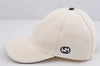 Authentic GUCCI Sherry Line Interlocking G Cap Canvas Leather Size L White 0267K