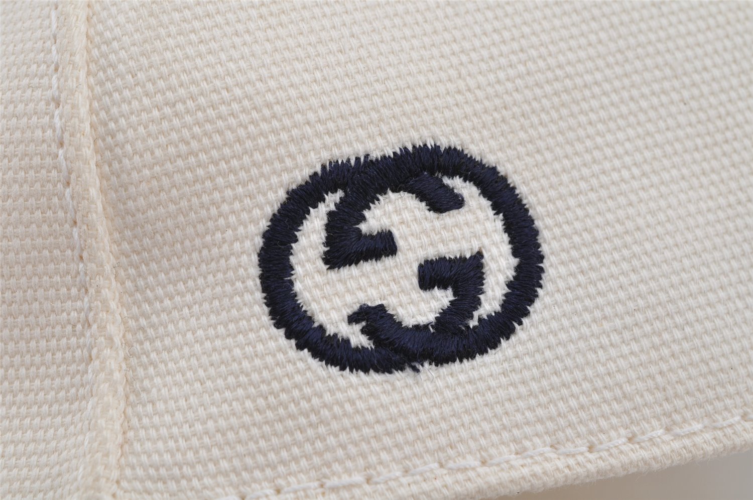 Authentic GUCCI Sherry Line Interlocking G Cap Canvas Leather Size L White 0267K