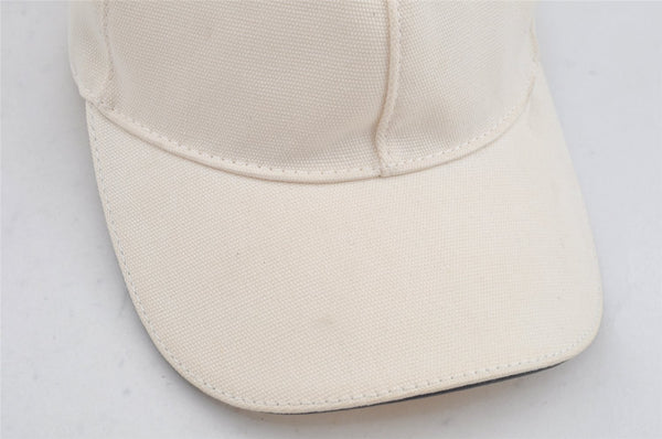 Authentic GUCCI Sherry Line Interlocking G Cap Canvas Leather Size L White 0267K
