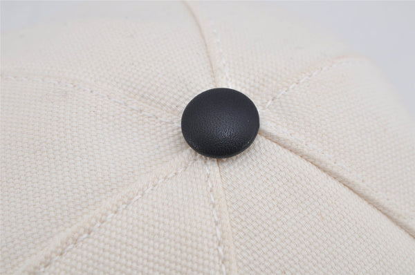 Authentic GUCCI Sherry Line Interlocking G Cap Canvas Leather Size L White 0267K