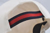 Authentic GUCCI Sherry Line Interlocking G Cap Canvas Leather Size L White 0267K