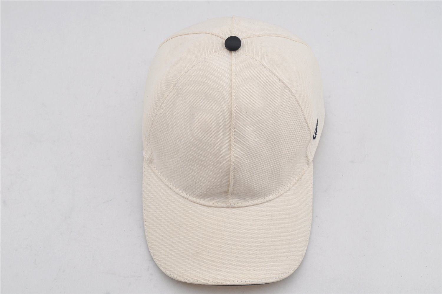 Authentic GUCCI Sherry Line Interlocking G Cap Canvas Leather Size L White 0267K
