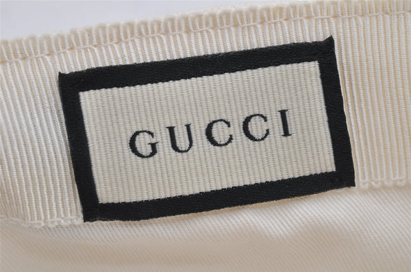 Authentic GUCCI Sherry Line Interlocking G Cap Canvas Leather Size L White 0267K