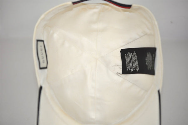 Authentic GUCCI Sherry Line Interlocking G Cap Canvas Leather Size L White 0267K