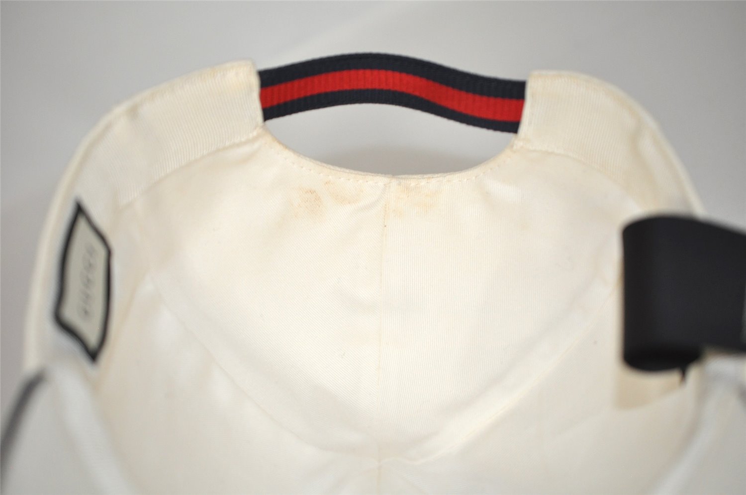 Authentic GUCCI Sherry Line Interlocking G Cap Canvas Leather Size L White 0267K