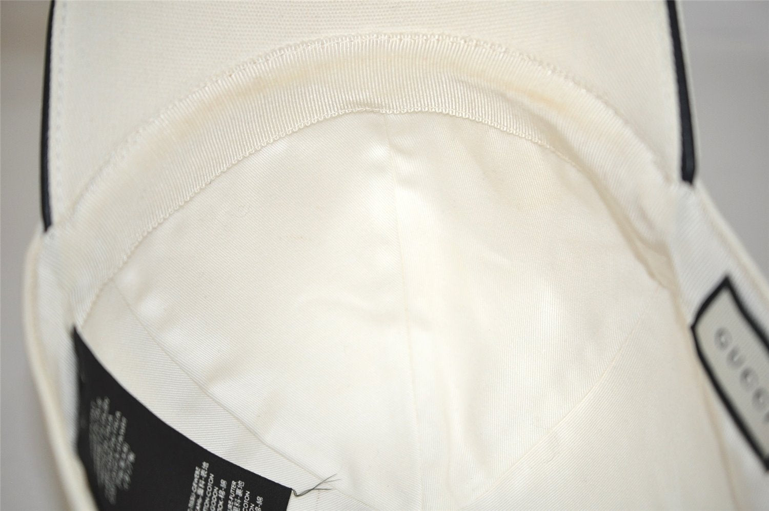 Authentic GUCCI Sherry Line Interlocking G Cap Canvas Leather Size L White 0267K